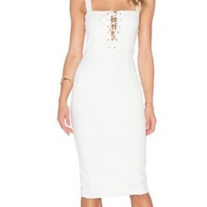 MISHA COLLECTION White Lace-Up Midi Dress